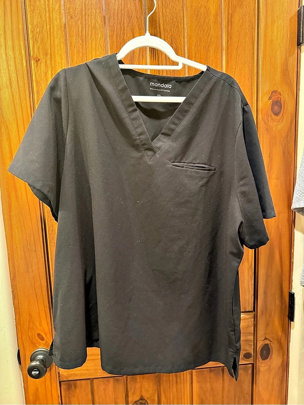 Mandala One Pocket Top Black Short Sleeve Scrub Top Size 3XL